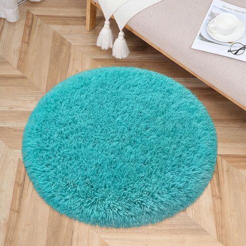 Purple Rug for Girls Room 3 Ft Fluffy Rug for Bedroom Shag Round Circle Rug, Soft Furry Carpet for Teen Room Aesthetic Décor Circular Rug for Baby Nursery Dorm Living Room Playroom Home Decor in Saudi Arabia