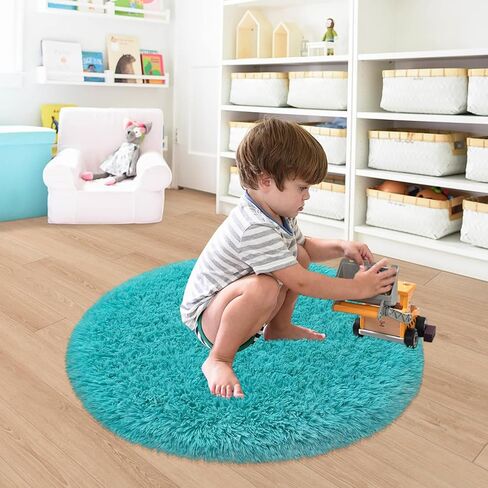Purple Rug for Girls Room 3 Ft Fluffy Rug for Bedroom Shag Round Circle Rug, Soft Furry Carpet for Teen Room Aesthetic Décor Circular Rug for Baby Nursery Dorm Living Room Playroom Home Decor in Saudi Arabia