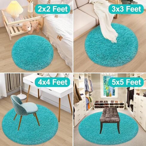 Purple Rug for Girls Room 3 Ft Fluffy Rug for Bedroom Shag Round Circle Rug, Soft Furry Carpet for Teen Room Aesthetic Décor Circular Rug for Baby Nursery Dorm Living Room Playroom Home Decor in Saudi Arabia