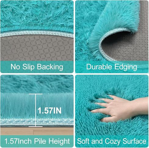 Purple Rug for Girls Room 3 Ft Fluffy Rug for Bedroom Shag Round Circle Rug, Soft Furry Carpet for Teen Room Aesthetic Décor Circular Rug for Baby Nursery Dorm Living Room Playroom Home Decor in Saudi Arabia