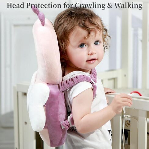 Baby Head Protection Backpack for Crawling and Walking Adjustable with Baby Knee Pads (Pink Ladybugs) in Saudi Arabia