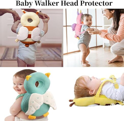 Baby Head Protection Backpack for Crawling and Walking Adjustable with Baby Knee Pads (Pink Ladybugs) in Saudi Arabia