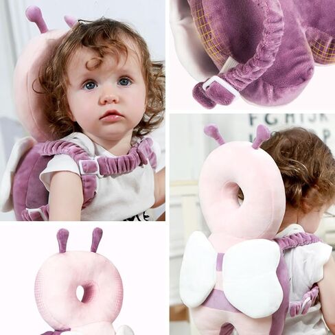 Baby Head Protection Backpack for Crawling and Walking Adjustable with Baby Knee Pads (Pink Ladybugs) in Saudi Arabia