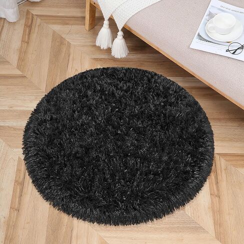 Purple Rug for Girls Room 3 Ft Fluffy Rug for Bedroom Shag Round Circle Rug, Soft Furry Carpet for Teen Room Aesthetic Décor Circular Rug for Baby Nursery Dorm Living Room Playroom Home Decor in Kuwait