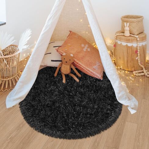 Purple Rug for Girls Room 3 Ft Fluffy Rug for Bedroom Shag Round Circle Rug, Soft Furry Carpet for Teen Room Aesthetic Décor Circular Rug for Baby Nursery Dorm Living Room Playroom Home Decor in Kuwait