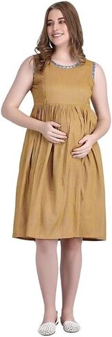 Oriri ® - Sleeveless Maternity Nursing Dress, Cotton Nursing Dresses for Summer with Zip and Single Pocket (M) in Saudi Arabia