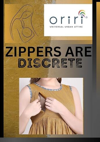 Oriri ® - Sleeveless Maternity Nursing Dress, Cotton Nursing Dresses for Summer with Zip and Single Pocket (M) in Saudi Arabia