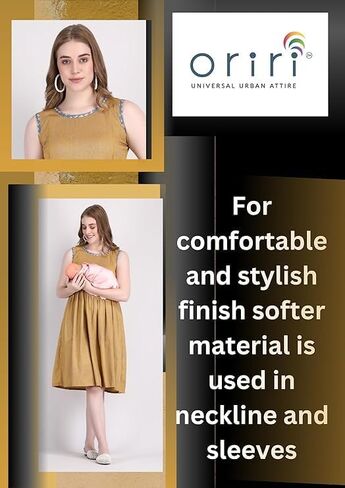 Oriri ® - Sleeveless Maternity Nursing Dress, Cotton Nursing Dresses for Summer with Zip and Single Pocket (M) in Saudi Arabia