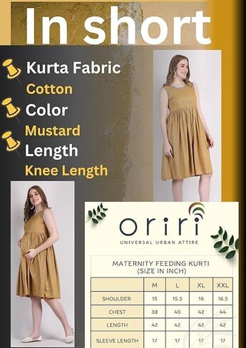 Oriri ® - Sleeveless Maternity Nursing Dress, Cotton Nursing Dresses for Summer with Zip and Single Pocket (M) in Saudi Arabia