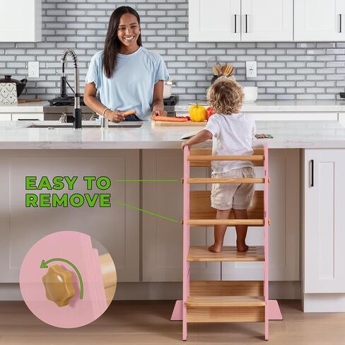 برج واقف للأطفال الصغار - مقعد مونتيسوري آمن للأطفال الصغار، برج مثالي لتعلم مهارات جديدة - مساعد مثالي للأطفال الصغار في المطبخ - أبيض in Kuwait