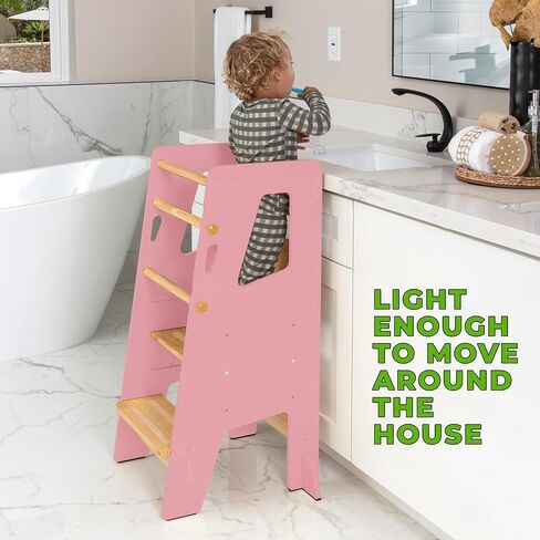 برج واقف للأطفال الصغار - مقعد مونتيسوري آمن للأطفال الصغار، برج مثالي لتعلم مهارات جديدة - مساعد مثالي للأطفال الصغار في المطبخ - أبيض in Kuwait