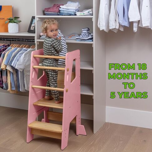 برج واقف للأطفال الصغار - مقعد مونتيسوري آمن للأطفال الصغار، برج مثالي لتعلم مهارات جديدة - مساعد مثالي للأطفال الصغار في المطبخ - أبيض in Kuwait