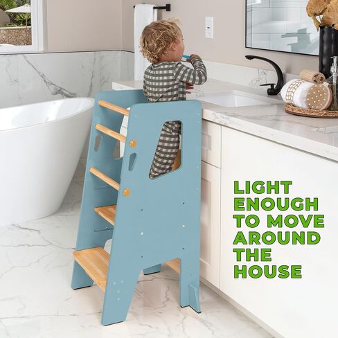 Toddler Standing Tower - Adjustable Height Toddler Kitchen Stool Helper - Ideal Kids Kitchen Step Stool for Learning New Skills - 2024 Design with Safety Feet - Pink in Saudi Arabia