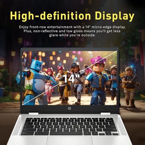 HP Chromebook 14, 14" Full HD Display, Intel Celeron N3350, Intel HD Graphics 500, 32GB eMMC, 4GB SDRAM, B&O Play Audio, Snow White, 14-ca051wm in Saudi Arabia