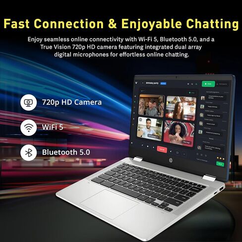 HP Chromebook 14, 14" Full HD Display, Intel Celeron N3350, Intel HD Graphics 500, 32GB eMMC, 4GB SDRAM, B&O Play Audio, Snow White, 14-ca051wm in Saudi Arabia