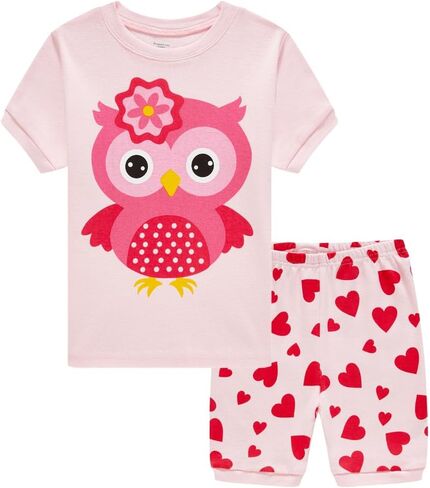 Popshion Baby Girls Pajamas Short Sleeve Cotton Jammies Toddler Girl Summer Clothes Short Sets 2 to 10 Years in Saudi Arabia