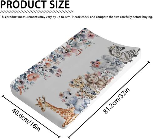 Jungle Safari Animals Boho Floral Changing Pad Covers Zoo Leopard Elephant Giraffe Zebra Hippo Monkey Baby Change Table Cover for Boy Girl Soft Stretch Fitted Diaper Changing Pad Sheet Mats 32''x16'' in Kuwait
