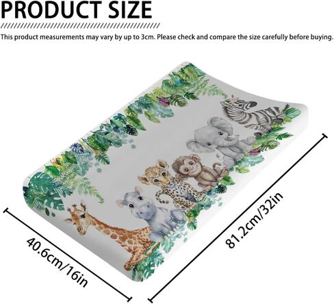 Jungle Safari Animals Boho Floral Changing Pad Covers Zoo Leopard Elephant Giraffe Zebra Hippo Monkey Baby Change Table Cover for Boy Girl Soft Stretch Fitted Diaper Changing Pad Sheet Mats 32''x16'' in Kuwait