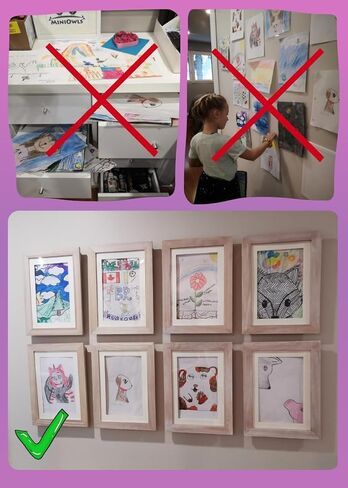 MiniOwls Changeable Kids Art Frames, Front-Opening, Art Storage - Great for Kids Drawings, Artworks, Children Art Projects, Schoolwork, Home or Office Wall Decor Wooden Picture Frame in Saudi Arabia
