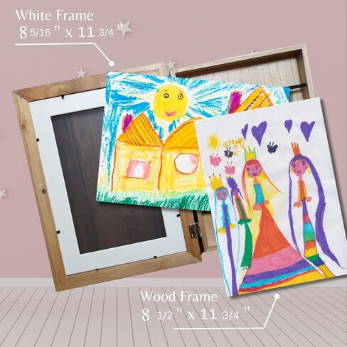 MiniOwls Changeable Kids Art Frames, Front-Opening, Art Storage - Great for Kids Drawings, Artworks, Children Art Projects, Schoolwork, Home or Office Wall Decor Wooden Picture Frame in Saudi Arabia