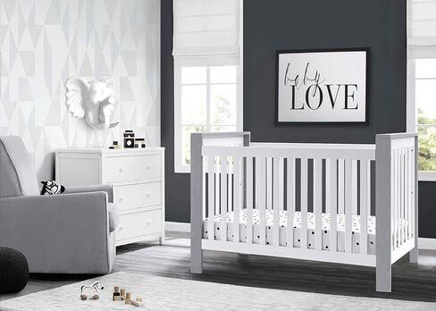 Delta Children Miles 4-in-1 Convertible Crib, Bianca White/Textured Cloud in Saudi Arabia
