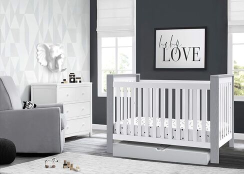 Delta Children Miles 4-in-1 Convertible Crib, Bianca White/Textured Cloud in Saudi Arabia