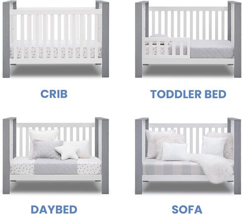 Delta Children Miles 4-in-1 Convertible Crib, Bianca White/Textured Cloud in Saudi Arabia