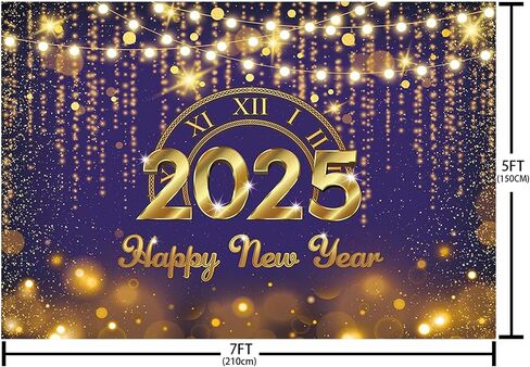 MEHOFOND Purple and Gold Happy New Year Backdrop Countdown Party Hello 2025 Gold Bokeh Glitter Dots Shiny Lights Photography Background Cheers to The New Year Xmas Eve Decoration Supplies 7x5ft in Saudi Arabia
