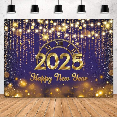 MEHOFOND Purple and Gold Happy New Year Backdrop Countdown Party Hello 2025 Gold Bokeh Glitter Dots Shiny Lights Photography Background Cheers to The New Year Xmas Eve Decoration Supplies 7x5ft in Saudi Arabia