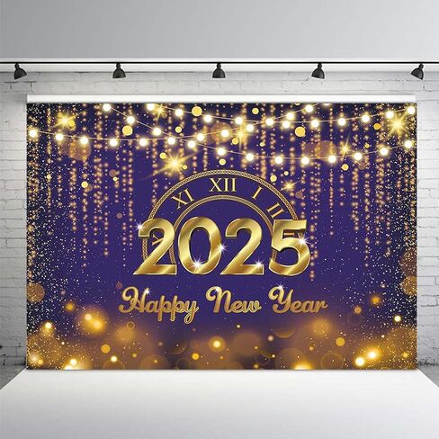 MEHOFOND Purple and Gold Happy New Year Backdrop Countdown Party Hello 2025 Gold Bokeh Glitter Dots Shiny Lights Photography Background Cheers to The New Year Xmas Eve Decoration Supplies 7x5ft in Saudi Arabia