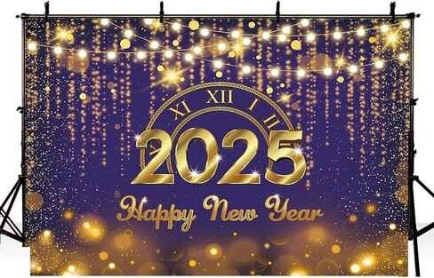 MEHOFOND Purple and Gold Happy New Year Backdrop Countdown Party Hello 2025 Gold Bokeh Glitter Dots Shiny Lights Photography Background Cheers to The New Year Xmas Eve Decoration Supplies 7x5ft in Saudi Arabia
