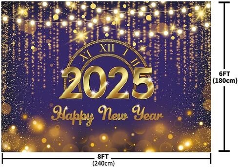 MEHOFOND Purple and Gold Happy New Year Backdrop Countdown Party Hello 2025 Gold Bokeh Glitter Dots Shiny Lights Photography Background Cheers to The New Year Xmas Eve Decoration Supplies 7x5ft in Saudi Arabia