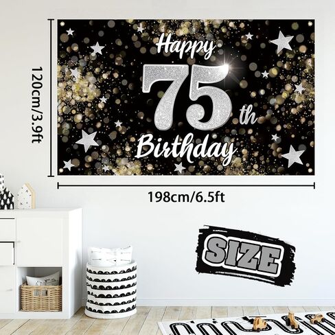 Happy 24th Birthday Decorations,24th Black & Silver Dream Star Large Birthday Banner Backdrop Sign - Cheers to 24 Years Old Bday Party Decoration. in Saudi Arabia