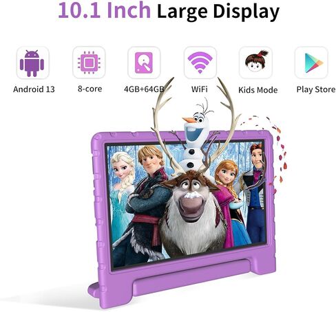 Tablet for Kids, 10 Inch Kids Tablet Android 13, 4GB+64GB, Octa-Core, WiFi 6, Big Battery, Google Kids Space, Parental Control 1280 * 800 HD Display Blue in Saudi Arabia