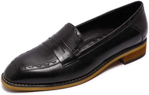 Mona flying Women's Leather Penny Loafers Slip On Flats Office Ladies Casual Shoes in Saudi Arabia