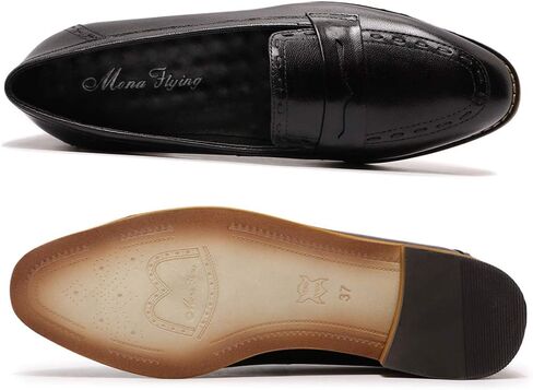 Mona flying Women's Leather Penny Loafers Slip On Flats Office Ladies Casual Shoes in Saudi Arabia