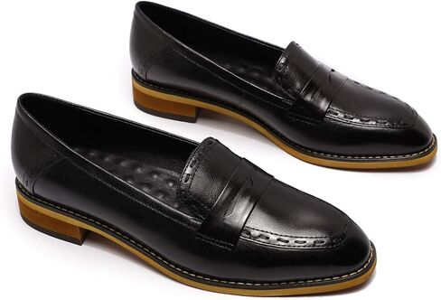 Mona flying Women's Leather Penny Loafers Slip On Flats Office Ladies Casual Shoes in Saudi Arabia