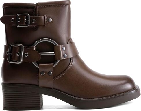 DREAM PAIRS Women's Ankle Boots Fashion Buckles Square Toe Motorcycle Riding Biker Boots Low Chunky Heel Fall Booties Shoes in Saudi Arabia