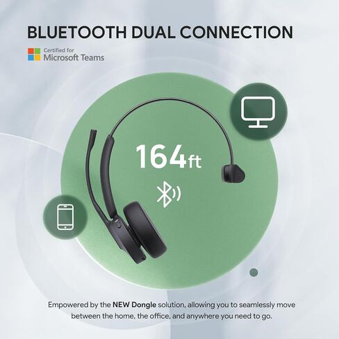 Yealink BH70 with Stand Wireless Bluetooth Headset with Microphone for Work, up to 35h Talking Battery Life, 3 Noise Cancellation Mics, Teams Certified, ≤90min Fast Charging, NO Power Adapter Needed in Saudi Arabia