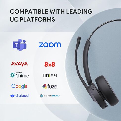 Yealink BH70 with Stand Wireless Bluetooth Headset with Microphone for Work, up to 35h Talking Battery Life, 3 Noise Cancellation Mics, Teams Certified, ≤90min Fast Charging, NO Power Adapter Needed in Saudi Arabia