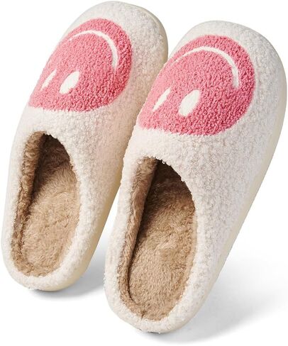 Women's Men's Retro Face Slippers Comfy Warm Plush Slip-On House Slipper for Winter Indoor Soft Cushion Non-slip Fluffy Slides Slippers in Saudi Arabia