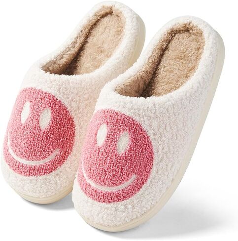 Women's Men's Retro Face Slippers Comfy Warm Plush Slip-On House Slipper for Winter Indoor Soft Cushion Non-slip Fluffy Slides Slippers in Saudi Arabia