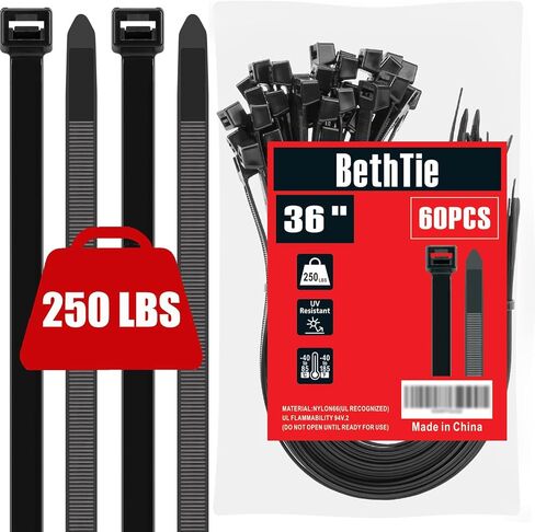 20 inch Zip Ties Heavy Duty 50 PCS, 250 LBS Ultra Strong Plastic Wire Ties, Large Cable Ties Extra Long Tie Wraps, Indoor and Outdoor UV Resistant in Saudi Arabia