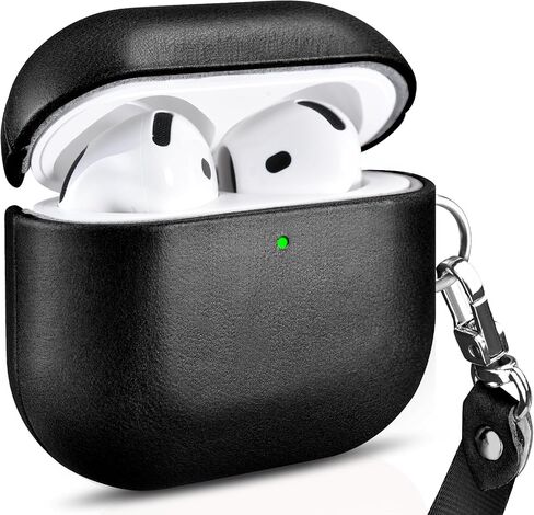 AirPods 4 Leather Case, ICARER Genuine Leather AirPod 4 Case Support Wireless Chargin, MagSafe and Led Light for Apple AirPods 4 (2024) (Brown) in Saudi Arabia