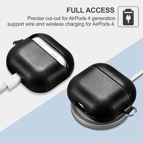 AirPods 4 Leather Case, ICARER Genuine Leather AirPod 4 Case Support Wireless Chargin, MagSafe and Led Light for Apple AirPods 4 (2024) (Brown) in Saudi Arabia