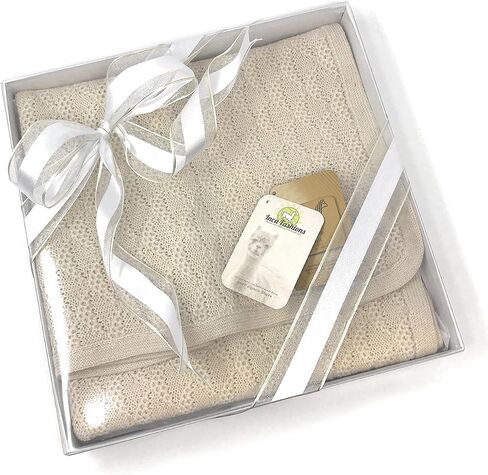 | Baby Blanket & Lap Throw,100% Baby Alpaca Wool, Unisex, Hypoallergenic, Dye Free, Pure & Natural (Cream) in Saudi Arabia