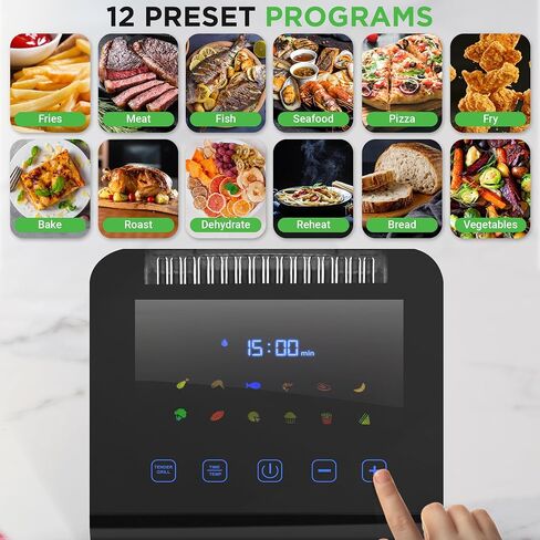 NutriChef Double Basket Air Fryer 8.8 QT | Family Size Oil Free Digital Cooker with Transparent Window | 9-1 Preset Cooking Options | 360° Hot Air Circulation Technology | 4.4 QTs per Basket | Black in Kuwait