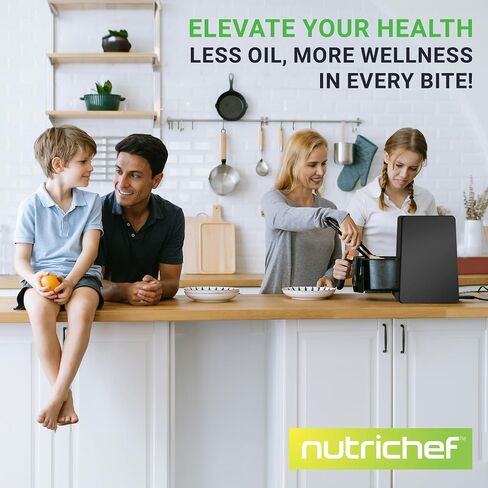 NutriChef Double Basket Air Fryer 8.8 QT | Family Size Oil Free Digital Cooker with Transparent Window | 9-1 Preset Cooking Options | 360° Hot Air Circulation Technology | 4.4 QTs per Basket | Black in Kuwait