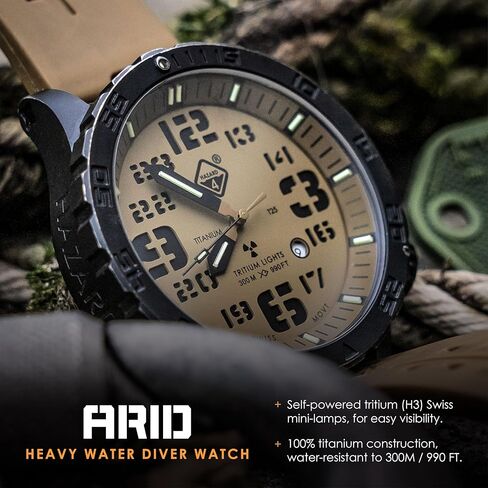 ساعة غوص الماء الثقيل تيتانيوم تريتيوم من هازارد 4(R): GMT WHT، BLK PVD، BLK Dial/WHT Graphics - GGYG in Kuwait