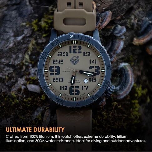 ساعة غوص الماء الثقيل تيتانيوم تريتيوم من هازارد 4(R): GMT WHT، BLK PVD، BLK Dial/WHT Graphics - GGYG in Kuwait